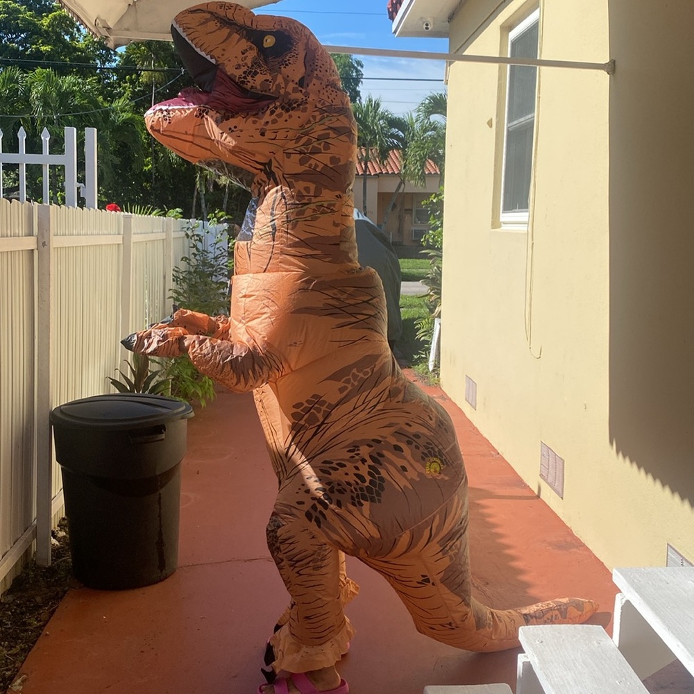 Rubies Inflatable T-Rex Dinosaur Costume Teen Size Blow up Hallloween - Picture 3 of 9